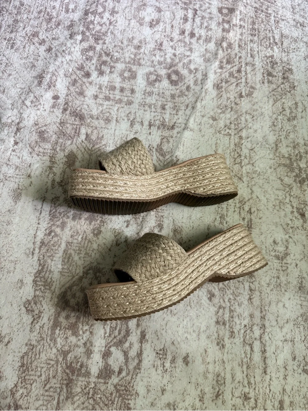 Espadrille woven square toe platform sandals
